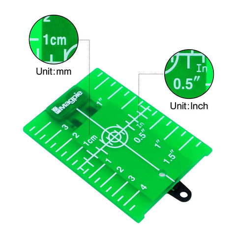 Target Card Plate For Laser Alignment With Magnetic Slim Profile Inch And Centimeter Scale High Visibility For Red And Green Laser Devices
