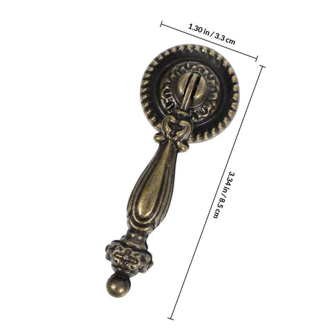 Vintage Zinc Alloy Cabinet Handle Single Hole Round Antique Pull With Bronze Finish For Kitchen And Furniture Hardware Retro Vibe Wardrobe Knob Replacement Large 219 Size, shown with measurements