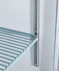 Heavy Duty Commercial Reach In Freezer With Dual Glass Doors And Rock Solid Stainless Build For Top Shelf Cold Storage And Easy Setup At Forty Seven Cubic Feet Capacity, close-up of PVC wire shelf.