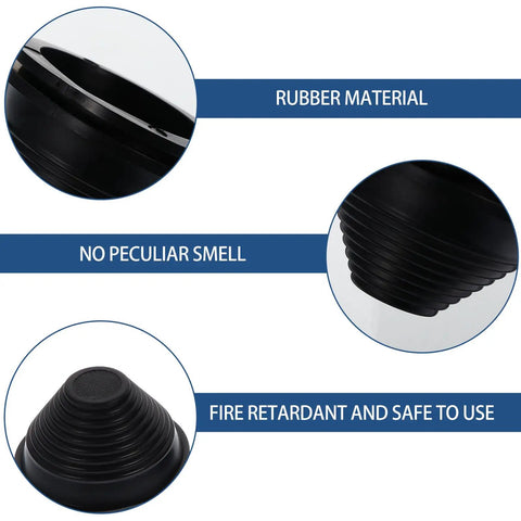 Black Synthetic Rubber Hole Plug Grommet Kit For Wire Protection And Cable Management Durable Wall Grommets showing rubber material