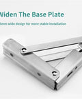 Close-up of Heavy Duty Folding Shelf Brackets Set 2 Pack Space Saving Triangle Wall Mounted Hinge Brackets 6 Inch Black