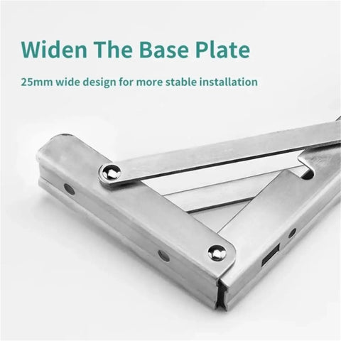 Close-up of Heavy Duty Folding Shelf Brackets Set 2 Pack Space Saving Triangle Wall Mounted Hinge Brackets 6 Inch Black