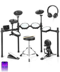 Electric Drum Set With USB MIDI Dual Power Modes Dual Zone Triggering 64 Polyphony 225 Authentic Sounds Metronome Recording