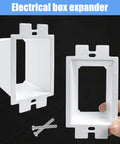 30 Pack Electrical Outlet Box Extenders With 60 Screws For 1-Gang Boxes, shown with white extenders and two screws.