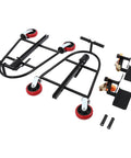 Heavy Duty Furniture Dollies With Tough Steel Core Rollers 1300 Lbs Capacity Machinery Movers angled view with red wheels and metal frame.