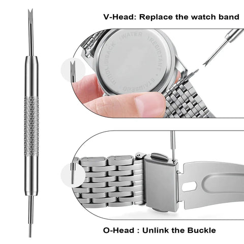 Watch Link Removal Kit With Six Extra Pins And Hammer For Easy Bracelet Removal And Band Size Adjustment with precision tools