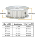 Premium 8M 60T Timing Pulley Featuring Slick Circular Arc Teeth Built Rock Solid For Seamless HTD Belt Drives, showing dimensions.