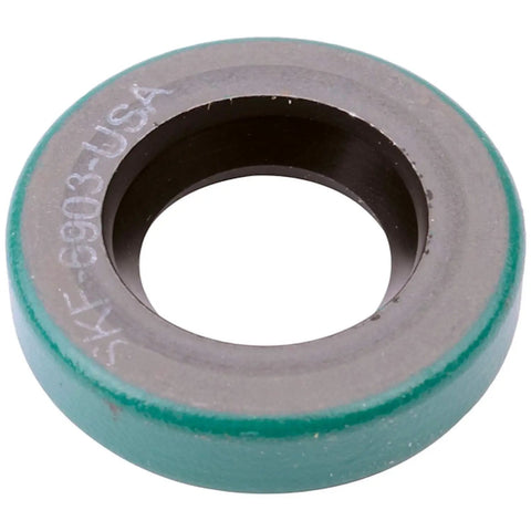 Transfer Case Shift Shaft Seal Spring Loaded For Ford Bronco And Old School Trucks, side view of seal showing green nitrile coating.