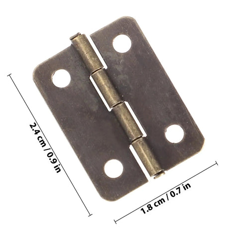 Small Iron Hidden Hinges Pack For Jewelry Boxes Bird Houses And Small Drawers showcasing dark grey iron hinge with measurements.
