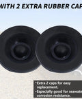 Two black rubber trailer axle dust caps for 1.98-inch hub, fits 2000-3500 lb Dexter axles