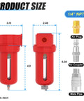 Aluminum Air Moisture Filter Desiccant Dryer for Air Compressor With Manual Drain One Quarter Inch NPT Ports Zero To One Hundred Forty Two PSI Eighty Eight CFM Delivers Dry Air For Plasma Cutters And Paint Sprayers