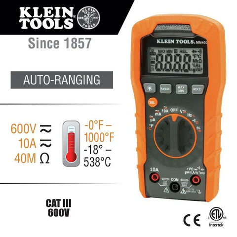 Auto-Ranging Digital Multimeter Pro Grade For DIY And Tech Pros, Reads 600V AC/DC, 10A Current, Capacitance, Frequency