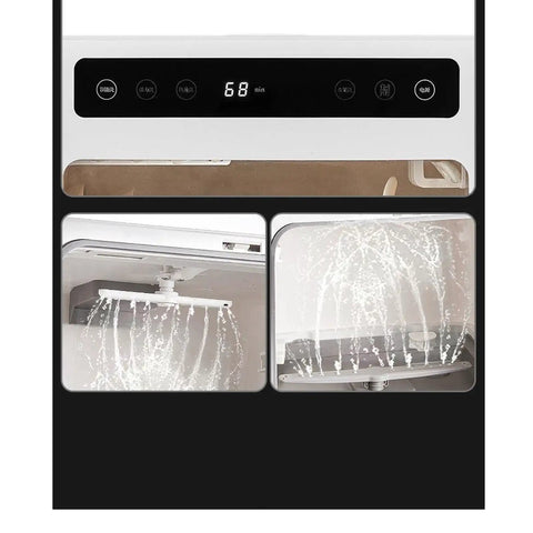 Portable Countertop Dishwasher With Automatic Water Supply And Triple Filter For A Slick Clean No Sweat Setup Handles Six People Heavy Duty Wash Cycles Deliver spotlessly clean dishes with water spray.