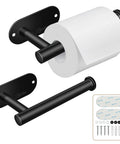 2 Pack Black Wall Mount Toilet Paper Holder For Bathroom Storage, Stainless Steel Paper Towel Holder With Strong Adhesion And Screws