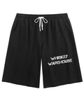 Black Men's Casual Shorts With Elastic Waist Drawstring, Lightweight Polyester, Athletic Loose Fit, Two Side Pockets, Durable Build