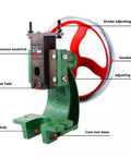 Heavy Duty Cast Iron Handwheel Arbor Press One Ton Tabletop Shop Beast For Precision Metal Stamping with detailed components.