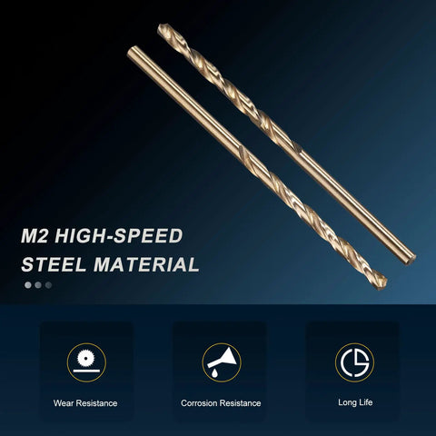 12 Pack M2 High Speed Steel Drill Bits 0.081 Inch Diameter, 2.057 Mm, Micro Jobber Straight Shank, Gold Finish, Steel Material