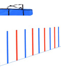 All-In-One Dog Agility Training Kit With Adjustable Poles Jump Run Obedience Set and blue carrying bag