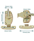 Built Tight Six Piece Table Leaf Lock Kit Featuring Serious Buckle Hardware For Cabinet Doors Drawers 80 By 57 Mm close-up of steel latch with measurements.