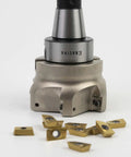 R8 Face Mill 80mm 90 Degree Cutter With Four Slot Pro Grade High Efficiency Multiedge Milling Arbor 7/16-20UNF Thread Shank Includes 10 APMT1604