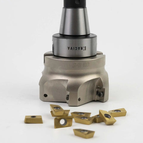 R8 Face Mill 80mm 90 Degree Cutter With Four Slot Pro Grade High Efficiency Multiedge Milling Arbor 7/16-20UNF Thread Shank Includes 10 APMT1604