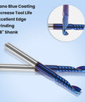 CNC Router Bits 10 Pack Single End Mill Set Tungsten Steel Milling Cutter with nano blue coating, 1/8" shank