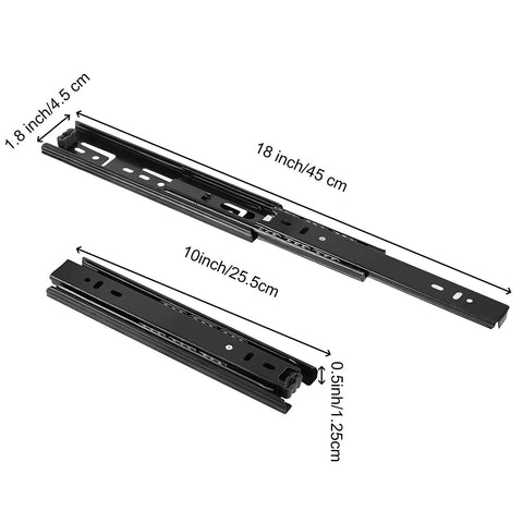 Beefy 10 Inch Full Extension Drawer Slides With Ball Bearing 5 Pair Telescopic Side Mount Rails Heavy Duty Steel Measurements