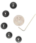 MakerDoIt 48P Pinion Gear Set 3.175mm 24T 25T 26T 27T 28T for RC cars with hex key and coin for scale