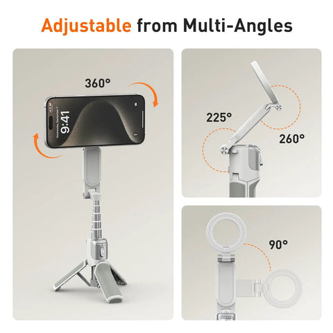 Phone Camera Grip With Selfie Stick Tripod Magnetic Mount And Detachable Wireless Shutter Button adjustable for iPhone 16 Pro Max