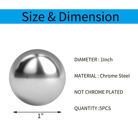 Dead On Precision GCr15 Chrome Alloy Steel Ball Bearings One Inch Diameter showing chrome steel structure and dimensions.