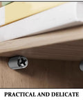 Close-up of Heavy Duty Cabinet Shelf Pins Kit holding a wooden shelf in place for kitchen cupboard support.
