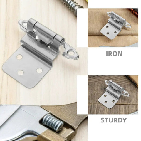 Heavy Duty Self Closing Cabinet Hinges For Kitchen And Bathroom Furniture in Iron Hidden Flush Mount Design on wooden surface