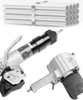 Heavy Duty Pneumatic Steel Strapping Tool, 3 In 1 Banding Machine For 19mm 25mm 32mm Strips showing sealing head and trigger handle.