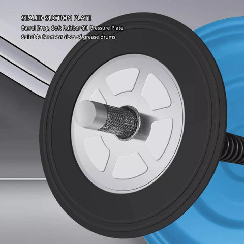 Sealed suction plate detail for Built Rugged 20 Liter Grease Gun With 80 To One Pressure Ratio And High Temperature Resistant Construction.
