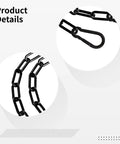 Close-up view of Two Pack 39 Inch Stainless Steel Yoga Hammock Chains, with black 3 mm links and 5 by 2.5 cm hooks.