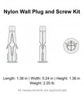 Easy Install Nylon Wall Plug And Screw Kit For Drywall Hollow Brick And Foam Block, 1.38 in nylon plug