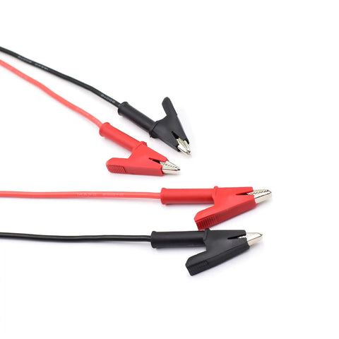 Heavy Duty Badass Alligator Clip Test Leads 14 Awg Silicone Jumper Wires 3 Feet Dual Ended Electrical Probes, red and black clips.