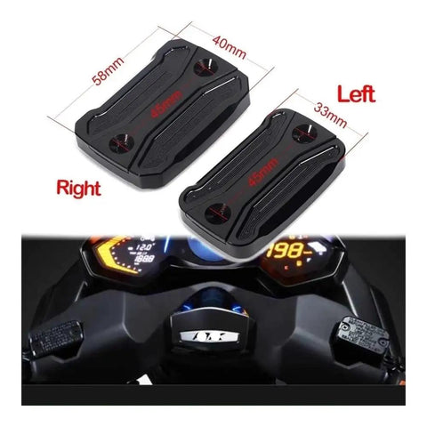 Top view of CNC Aluminum Dope Brake Fluid Reservoir Cap for motorcycle front brake AK550 2017-2021, includes measurements.