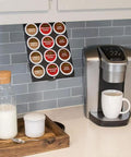 Under Cabinet Coffee Pod Storage Rack For Keurig K Cups, Space Saving, Low Profile Shelf Organizer that holds 12 pods in kitchen