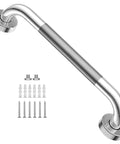 16 Inch Anti Slip Shower Grab Bar With Grippy Textured Knurled Grip, Chrome Stainless Steel Bathroom Safety Hand Rail, screws included