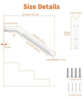 Slick 16 Inch Matte White Stair Handrail Rock Solid Anti Slip Knurled Grip Outdoor Porch Railing Fits One To Three Steps Heavy Duty Stainless Steel Design No Sweat Install size details diagram.