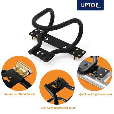 Heavy-Duty Steel Wheel Chock For E-Track And X-Track Systems, Fits Up To 7-Inch Wide Motorcycle Tires, corrosion-resistant black