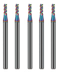 AYCHOLIZ 5pc 1/16 in solid carbide flat end mills, 3-flute, rainbow coating