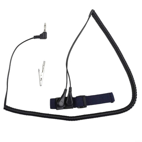 Anti Static Wrist Strap With Adjustable Grounding Cord For Sensitive Electronics Repair And ESD Discharge Protection, blue elastic band, coil
