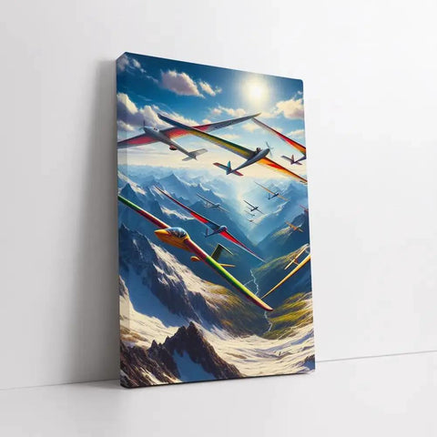 Soaring Gliders Over Majestic Mountain Landscape Wall Art For Living Room And Bedroom Epic Vibe Premium Poster Or Ready To Hang Canvas
