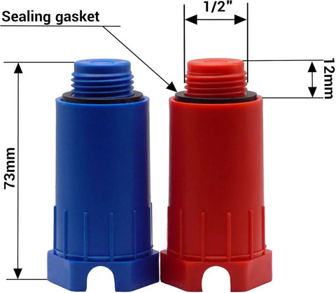 Six Pack One Half Inch Water Pressure Construction Testing Plugs Pro Grade With Sealing Gaskets Red And Blue External Thread