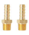 Go-To Brass Hose Barb Fittings 5/16 To 1/4 Inch NPT 2 Pack Barbed Adapter Kit for quick repairs, male thread visible