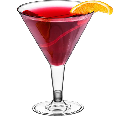Martini Glasses Set 24 Pack 7 Oz BPA Free Plastic Cocktail Cups For Outdoor Parties Weddings Picnics Stackable Stemmed Reusable