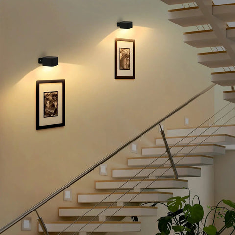 Interior view showcasing Cordless Black LED Wall Sconces With Remote And Touch Dimmer Battery Operated Reading Lights mounted on wall.