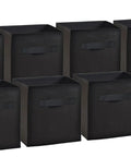 Durable Fabric 11 Inch Cube Storage Bins 8 Pack With Handles Foldable Cubby Organizer, Black stackable bins.